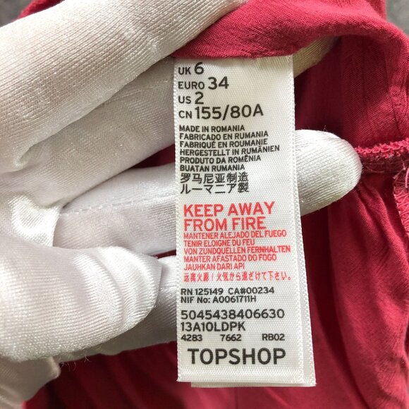 TopShop Peplum Cami Top Womens Size 2 Pink Scoop Neck Cropped Viscose - Picture 8 of 10